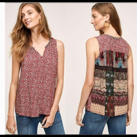 Anthropologie • One September Tamarosa Pleated Back Tank Top - Picture 1 of 4